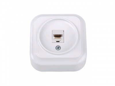 Розетка 1-ая компьютерная (открытая) белая,Вариант, BYLECTRICA