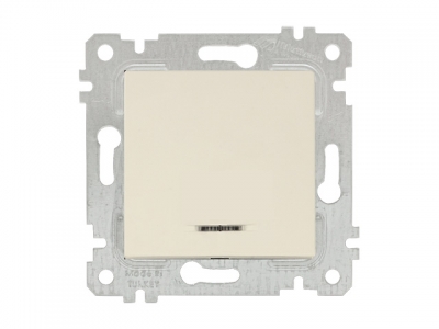 Выключатель 1-клав. (с подсветкой, скрытый, без рамки, винт. зажим) кремовый, RITA, MUTLUSAN (10 A, 250 V, IP 20)
