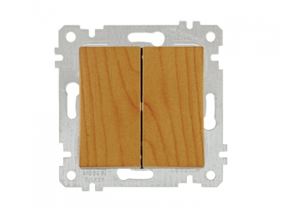 Выключатель 2-клав. (скрытый, без рамки, винт. зажим) дуб, RITA, MUTLUSAN (10 A, 250 V, IP 20)