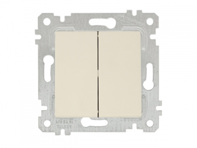 Выключатель 2-клав. (скрытый, без рамки, винт. зажим) кремовый, RITA, MUTLUSAN (10 A, 250 V, IP 20)