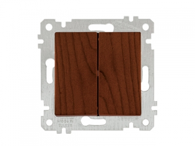 Выключатель 2-клав. (скрытый, без рамки, винт. зажим) орех, RITA, MUTLUSAN (10 A, 250 V, IP 20)