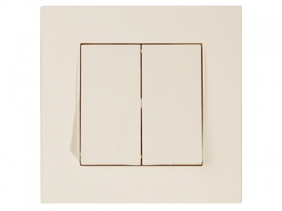 Выключатель 2-клав. (скрытый, пруж. зажим) кремовый, RITA, MUTLUSAN (10 A, 250 V, IP 20)