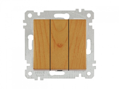 Выключатель 3-клав. (скрытый, без рамки, винт. зажим) дуб, RITA, MUTLUSAN (10 A, 250 V, IP 20)