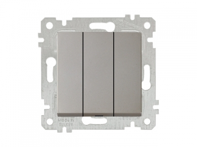 Выключатель 3-клав. (скрытый, без рамки, винт. зажим) титан, RITA, MUTLUSAN (10 A, 250 V, IP 20)