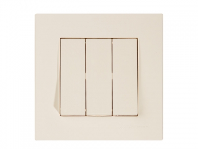 Выключатель 3-клав. (скрытый, винт. зажим) кремовый, RITA, MUTLUSAN (10 A, 250 V, IP 20)