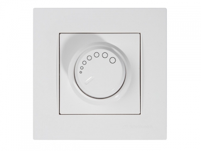 Выключатель поворотный с подсветкой (диммер) (скрытый, винт. зажим, 600Вт) белый, RITA, MUTLUSAN (220VAC, 60 - 600VA,  50 Hz, IP20)