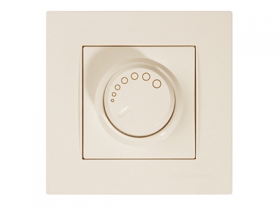 Выключатель поворотный с подсветкой (диммер) (скрытый, винт. зажим, 600Вт) кремовый, RITA, MUTLUSAN (220VAC, 60 - 600VA,  50 Hz, IP20)