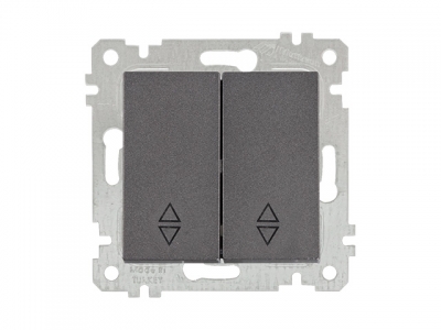 Выключатель проходной 2-клав. (скрытый, без рамки, винт. зажим) дымчатый, RITA, MUTLUSAN (10 A, 250 V, IP 20)