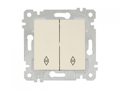 Выключатель проходной 2-клав. (скрытый, без рамки, пруж. зажим) кремовый, RITA, MUTLUSAN (10 A, 250 V, IP 20)