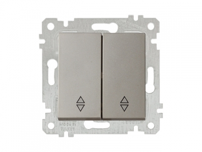 Выключатель проходной 2-клав. (скрытый, без рамки, пруж. зажим) титан, RITA, MUTLUSAN (10 A, 250 V, IP 20)