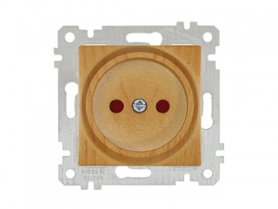Розетка 1-ая (скрытая, без рамки, б/з, шторки) дуб, RITA, MUTLUSAN (16 A, 250 V, IP 20)