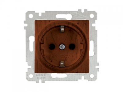 Розетка 1-ая (скрытая, без рамки, с/з) орех, RITA, MUTLUSAN (16 A, 250 V, IP 20)