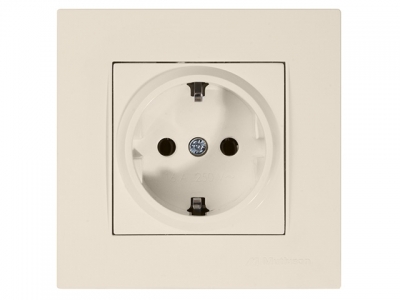Розетка 1-ая (скрытая, с/з) кремовая, RITA, MUTLUSAN (16 A, 250 V, IP 20)
