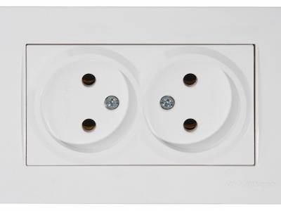 Розетка 2-ая (скрытая, б/з) белая, RITA, MUTLUSAN (16 A, 250 V, IP 20)