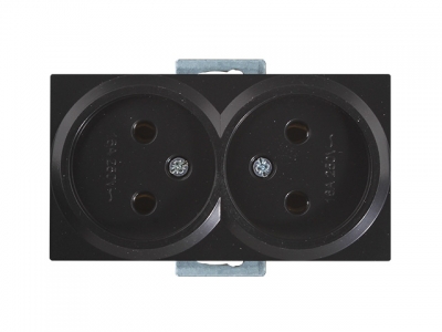 Розетка 2-ая (скрытая, б/з) черная, RITA, MUTLUSAN (16 A, 250 V, IP 20)