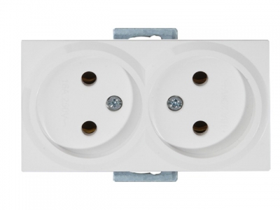 Розетка 2-ая (скрытая, б/з, керамика, без рамки) белая, RITA, MUTLUSAN (16 A, 250 V, IP 20)