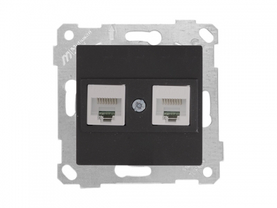 Розетка компьютерная 2xRJ45 (Cat5e, скрытая, без рамки) черная, RITA, MUTLUSAN