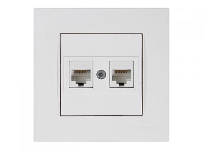 Розетка компьютерная 2xRJ45 (Cat6, скрытая) белая, RITA, MUTLUSAN
