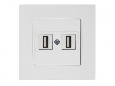 Розетка компьютерная 2хUSB (скрытая) белая, RITA, MUTLUSAN (2xUSB 2.0 port, highspeed, 480Mps, 60Mb/sec)