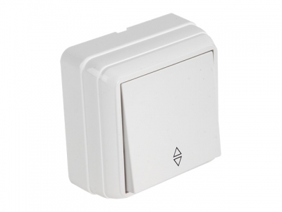 Выключатель 1-клав. (открытый) на два направления,белый, BRON, MUTLUSAN (10 A, 250 V, IP 20)