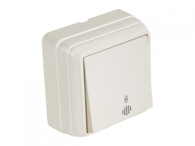 Выключатель 1-клав. проходной (с подсветкой, открытый) кремовый, BRON, MUTLUSAN (10 A, 250 V, IP 20)