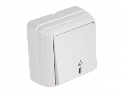 Выключатель кнопочный (с подсветкой, открытый) белая, BRON, MUTLUSAN (кнопка дверного звонка 10 A, 250 V, IP 20)