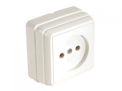Розетка 1-ая (открытая, б/з) кремовая, BRON, MUTLUSAN (16 A, 250 V, IP 20)