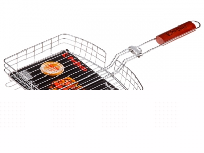 Решетка-гриль, 305x230 мм,  нержавеющая сталь, деревянная ручка, PERFECTO LINEA (Изготовлена из 100% нержавеющей стали. Гигиенична, безопасна, долгове
