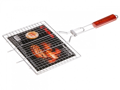 Решетка-гриль, 320x230 мм,  нержавеющая сталь, деревянная ручка, PERFECTO LINEA (Изготовлена из 100% нержавеющей стали. Гигиенична, безопасна, долгове