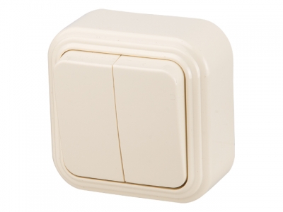 Выключатель 2 клав. (открытый, до 6А) бежевый,  Стандарт, Юпитер (VA 56-232-БЖ) (ЮПИТЕР)