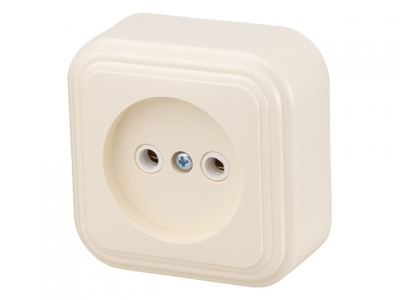 Розетка 1-ая (открытая, б/з) бежевая, Стандарт, Юпитер (RA 16-131-БЖ) (ЮПИТЕР)