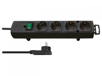 Удлинитель 2м (4 роз., 3.3кВт, с/з, выкл., ПВС) черный Brennenstuhl Comfort-Line Plus (провод 3х1,5мм2, сила тока 16А, с/з - с заземляющим контактом)