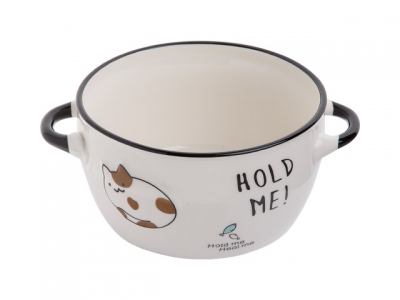 Супница керамическая, 140 мм, круглая, серия Миу-Миу, белый кот, PERFECTO LINEA (объем 800 мл)