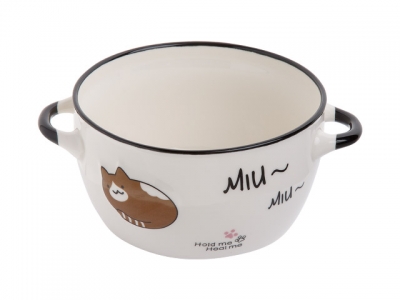 Супница керамическая, 140 мм, круглая, серия Миу-Миу, коричневый кот, PERFECTO LINEA (объем 800 мл)