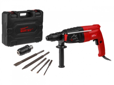 Перфоратор WORTEX RH 2829 в чем. + (2 зубила, 3 сверла) (900 Вт, 3.2 Дж, 3 реж., патрон SDS-plus, быстросъемн., БЗП в комплекте, вес 3.4 кг)