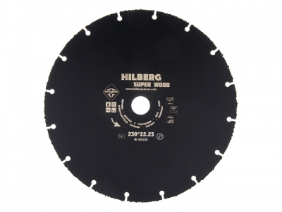 Круг карбид вольфрама  отрезной 230х22 мм для дерева  Super Wood HILBERG (Не боится гвоздей)