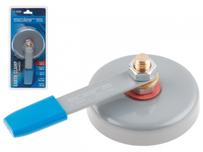 Клемма заземления 500А E-500M Solaris магнитная в блист. (непрерыв. режим 400А, макс. 500А, 86 мм, 27 кг)