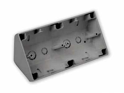 Коробка распаечная (монтажная) угловая КУ-442 серая BYLECTRICA (2 пары отверстий (12х3)+0,5 мм) на расстоянии (100х59) мм)