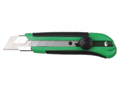 Нож пистолетный с выдвижным лезвием 25мм ВОЛАТ (корпус ABS, TPR покрытие,  с магнитом)