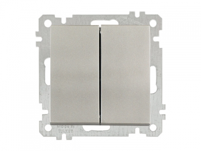 Выключатель 2-клав. (скрытый, без рамки, винт. зажим) титан, DARIA, MUTLUSAN (10 A, 250 V, IP 20)