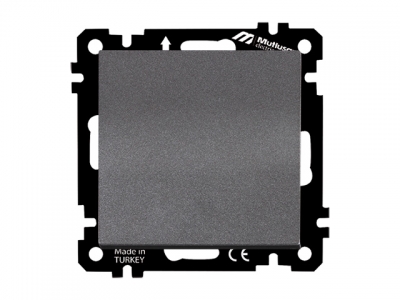 Выключатель 1-клав. двухполюсный (скрытый, без рамки, винт. зажим) дымчатый, DARIA, MUTLUSAN (10 A, 250 V, IP 20)