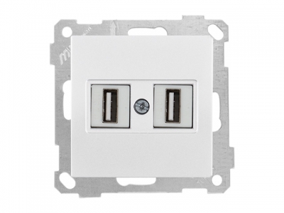 Розетка компьютерная 2хUSB (скрытая, без рамки) белая, DARIA, MUTLUSAN (2xUSB 2.0, 480Mps, 60Mb/sec)