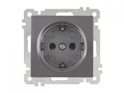 Розетка 1-ая (скрытая, без рамки, с/з) дымчатая, DARIA, MUTLUSAN (16 A, 250 V, IP 20)