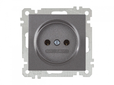 Розетка 1-ая (скрытая, без рамки, б/з) дымчатая, DARIA, MUTLUSAN (16 A, 250 V, IP 20)