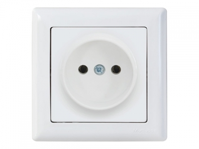 Розетка 1-ая (скрытая, б/з) белая, DARIA, MUTLUSAN (16 A, 250 V, IP 20)