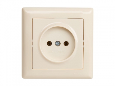 Розетка 1-ая (скрытая, б/з) кремовая, DARIA, MUTLUSAN (16 A, 250 V, IP 20)