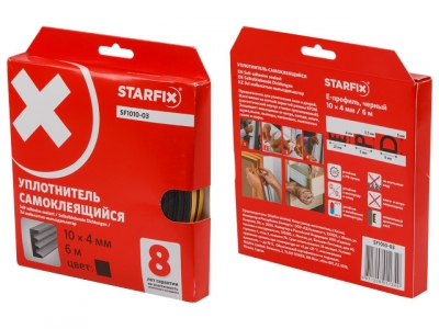 Уплотнитель "E" черный 10х4мм 6м STARFIX (SF1010-03)