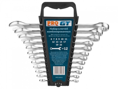 Набор ключей комбинир. 6-22мм 12шт PRO STARTUL GT (PRO-81012) (пласт. подвес, 6-14,17,19,22)