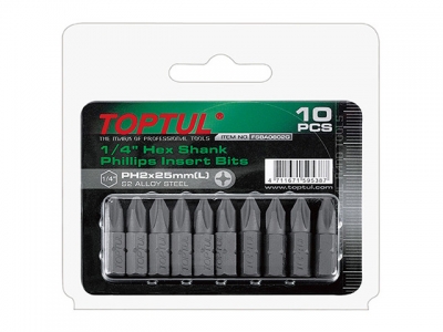 Насадка крестообразная PH3 25мм 10шт блистер TOPTUL (FSBA0803G)