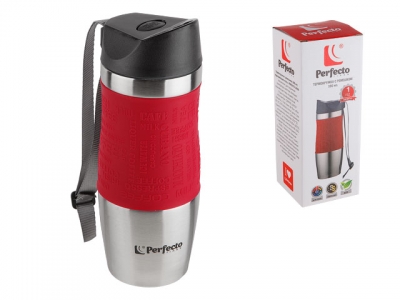 Термокружка с ремешком, 380 мл, нержавеющая сталь,  PERFECTO LINEA (в индивидуальной упаковке)
